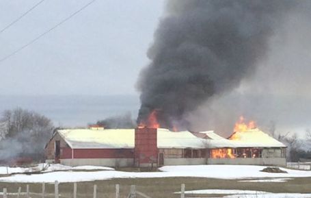 Barn on the Northline, Kincardine, destroyed by fire